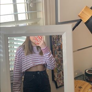 Striped long sleeve cropped tee